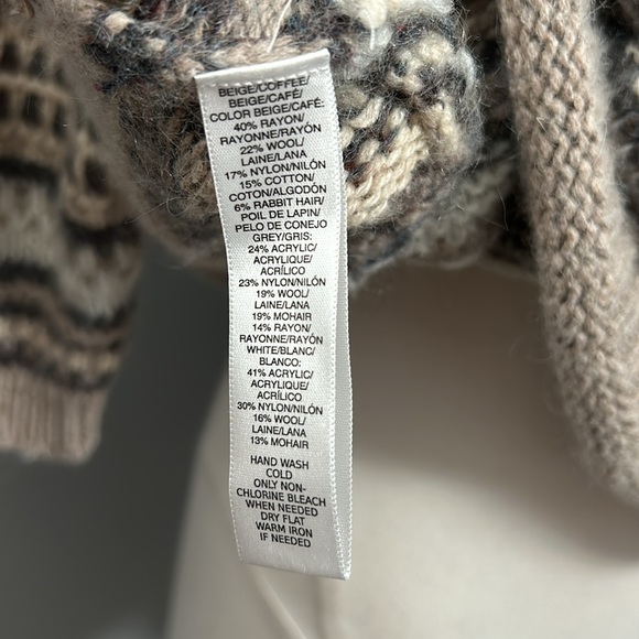 Loft Women’s Knit Rayon Cotton Rabbit Hair Blend Sweater Beige size Large - Picture 8 of 15